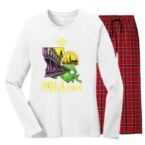 Traveling Lovers We Stand Nola Strong New Orleans Design Women's Long Sleeve Flannel Pajama Set 