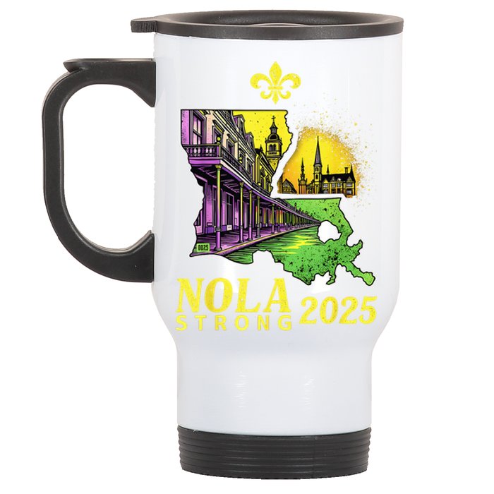 Traveling Lovers We Stand Nola Strong New Orleans Design Stainless Steel Travel Mug