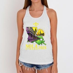 Traveling Lovers We Stand Nola Strong New Orleans Design Women's Knotted Racerback Tank