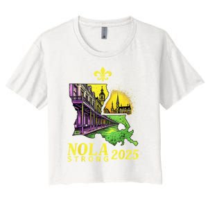 Traveling Lovers We Stand Nola Strong New Orleans Design Women's Crop Top Tee