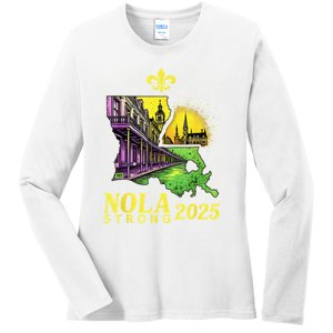 Traveling Lovers We Stand Nola Strong New Orleans Design Ladies Long Sleeve Shirt