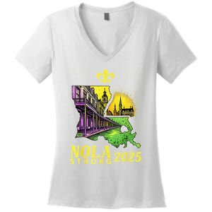 Traveling Lovers We Stand Nola Strong New Orleans Design Women's V-Neck T-Shirt