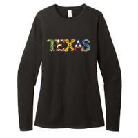 Texasthemed Letters With Cactus Sunflowers & Bluebonnets Womens CVC Long Sleeve Shirt