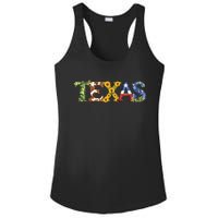 Texasthemed Letters With Cactus Sunflowers & Bluebonnets Ladies PosiCharge Competitor Racerback Tank