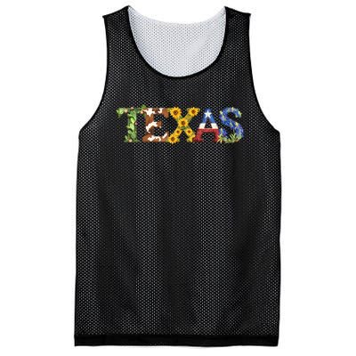 Texasthemed Letters With Cactus Sunflowers & Bluebonnets Mesh Reversible Basketball Jersey Tank