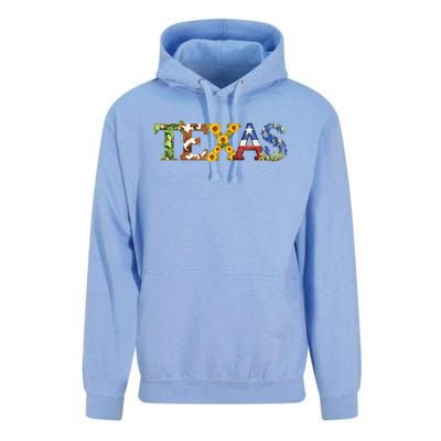 Texasthemed Letters With Cactus Sunflowers & Bluebonnets Unisex Surf Hoodie