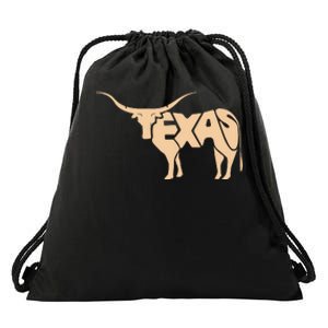 Texas Longhorn Word Art Cool Animal Drawstring Bag