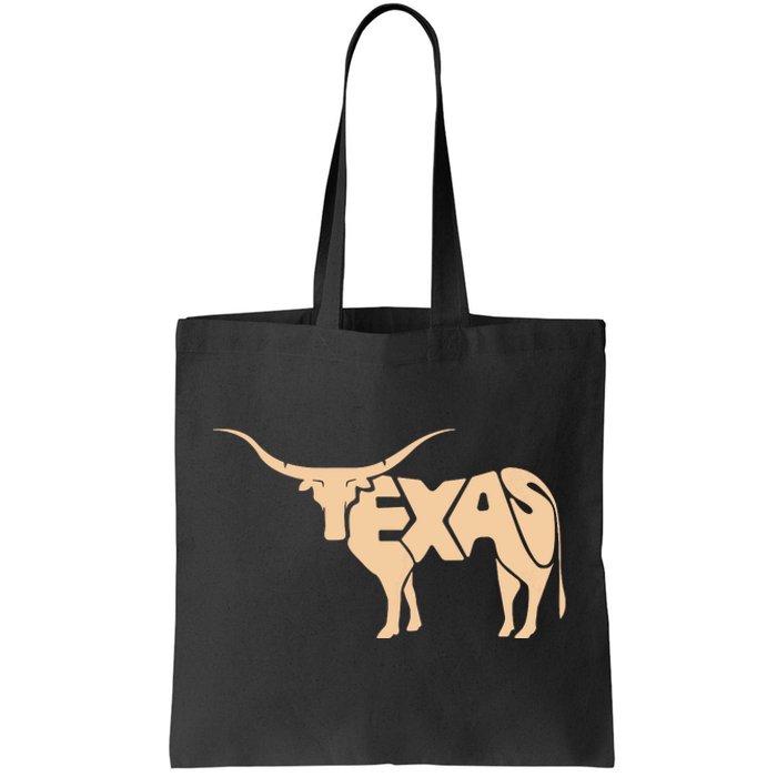 Texas Longhorn Word Art Cool Animal Tote Bag