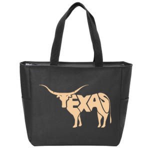 Texas Longhorn Word Art Cool Animal Zip Tote Bag