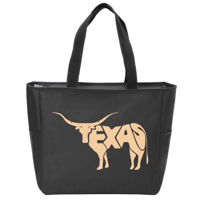 Texas Longhorn Word Art Cool Animal Zip Tote Bag