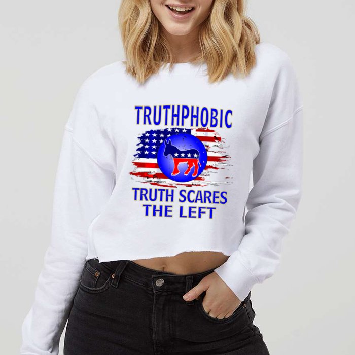 Truthphobic Left Wing Democrats Cropped Pullover Crew