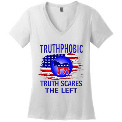 Truthphobic Left Wing Democrats Women's V-Neck T-Shirt