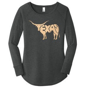 Texas Longhorn Word Art Cool Animal Women's Perfect Tri Tunic Long Sleeve Shirt