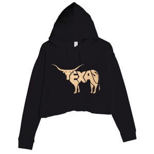 Texas Longhorn Word Art Cool Animal Crop Fleece Hoodie