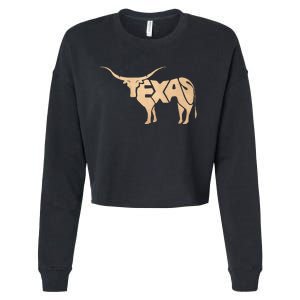 Texas Longhorn Word Art Cool Animal Cropped Pullover Crew