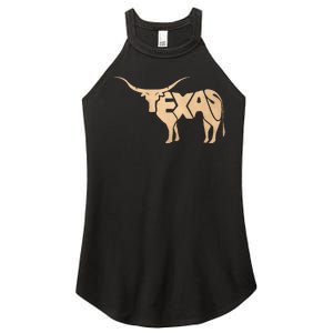 Texas Longhorn Word Art Cool Animal Women's Perfect Tri Rocker Tank