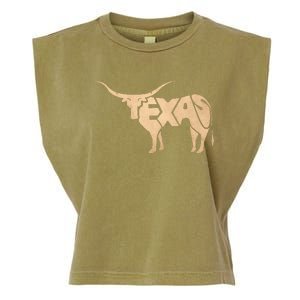 Texas Longhorn Word Art Cool Animal Garment-Dyed Women's Muscle Tee