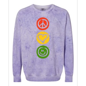 Traffic Light With Peace Love And Happiness Signs Colorblast Crewneck Sweatshirt