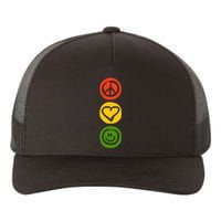 Traffic Light With Peace Love And Happiness Signs Yupoong Adult 5-Panel Trucker Hat