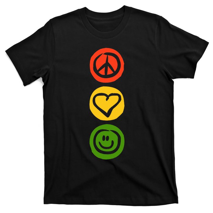 Traffic Light With Peace Love And Happiness Signs T-Shirt