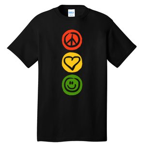 Traffic Light With Peace Love And Happiness Signs Tall T-Shirt