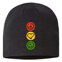 Traffic Light With Peace Love And Happiness Signs Sustainable Beanie