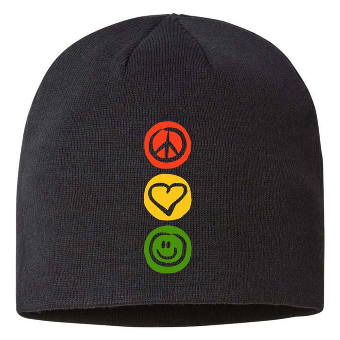 Traffic Light With Peace Love And Happiness Signs Sustainable Beanie