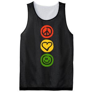 Traffic Light With Peace Love And Happiness Signs Mesh Reversible Basketball Jersey Tank