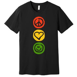 Traffic Light With Peace Love And Happiness Signs Premium T-Shirt