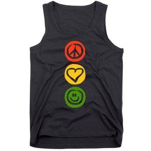 Traffic Light With Peace Love And Happiness Signs Tank Top