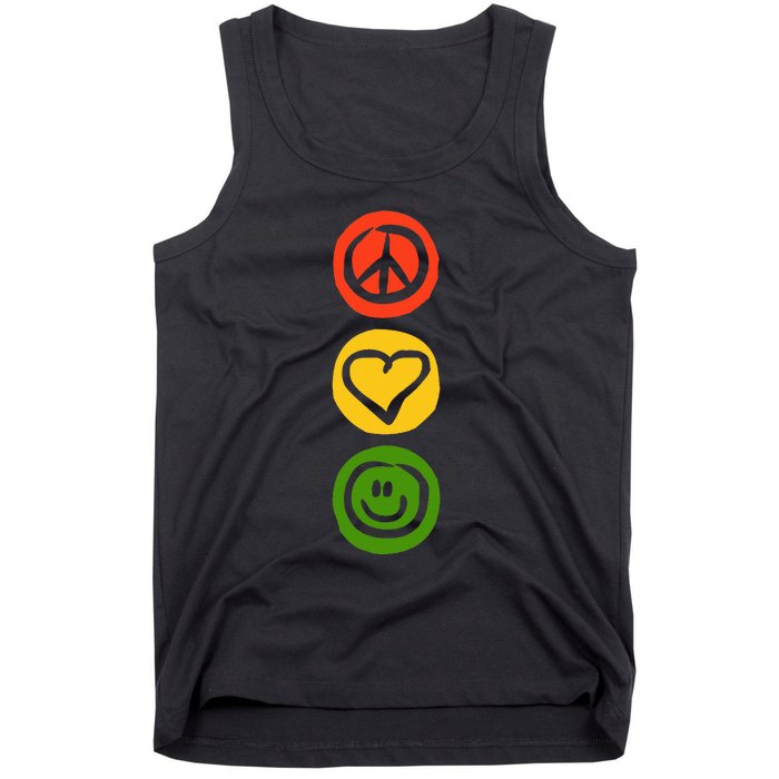 Traffic Light With Peace Love And Happiness Signs Tank Top