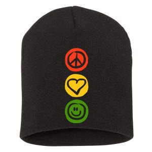 Traffic Light With Peace Love And Happiness Signs Short Acrylic Beanie