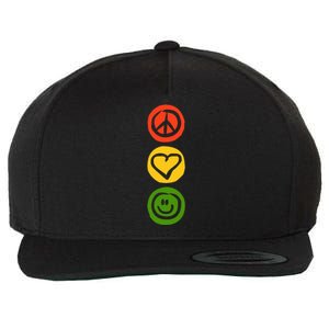 Traffic Light With Peace Love And Happiness Signs Wool Snapback Cap