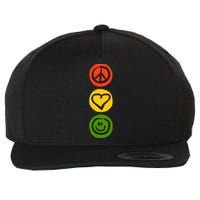 Traffic Light With Peace Love And Happiness Signs Wool Snapback Cap