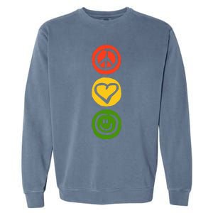 Traffic Light With Peace Love And Happiness Signs Garment-Dyed Sweatshirt