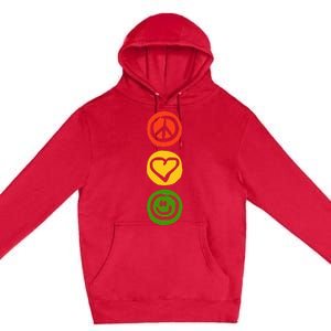 Traffic Light With Peace Love And Happiness Signs Premium Pullover Hoodie