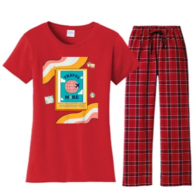 Travel Lovers Wanderlust Vibes Travel More Women's Flannel Pajama Set