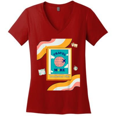 Travel Lovers Wanderlust Vibes Travel More Women's V-Neck T-Shirt