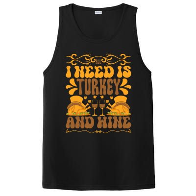 Turkey Lover Wine Lover Happy Thanksgiving Wine Glass Thanksgiving Dinner PosiCharge Competitor Tank