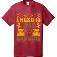 Turkey Lover Wine Lover Happy Thanksgiving Wine Glass Thanksgiving Dinner T-Shirt