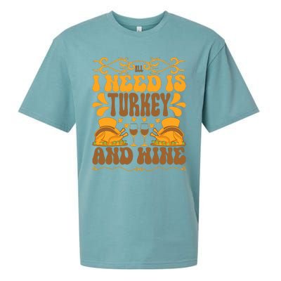 Turkey Lover Wine Lover Happy Thanksgiving Wine Glass Thanksgiving Dinner Sueded Cloud Jersey T-Shirt