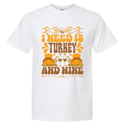 Turkey Lover Wine Lover Happy Thanksgiving Wine Glass Thanksgiving Dinner Garment-Dyed Heavyweight T-Shirt