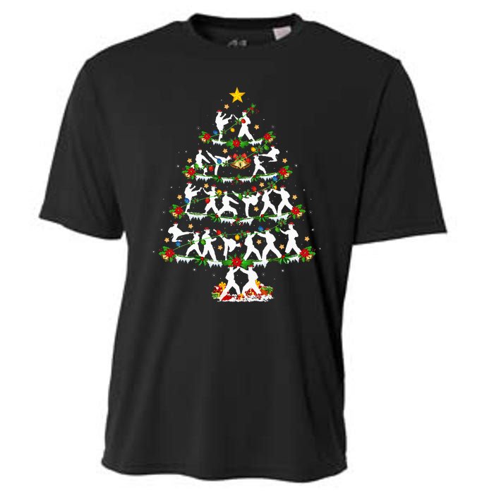 Taekwondo Lover Xmas Lighting Taekwondo Christmas Tree Cooling Performance Crew T-Shirt