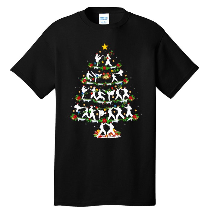 Taekwondo Lover Xmas Lighting Taekwondo Christmas Tree Tall T-Shirt