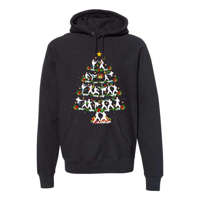 Taekwondo Lover Xmas Lighting Taekwondo Christmas Tree Premium Hoodie