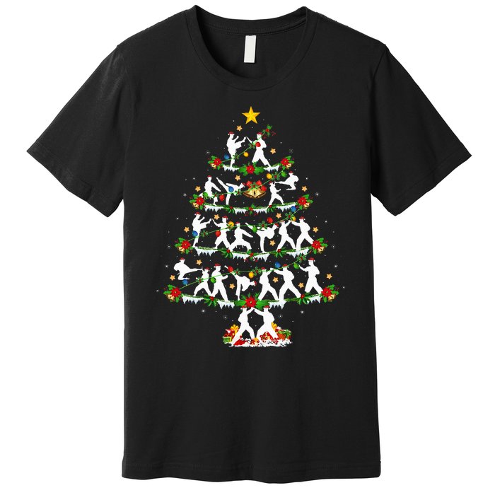 Taekwondo Lover Xmas Lighting Taekwondo Christmas Tree Premium T-Shirt