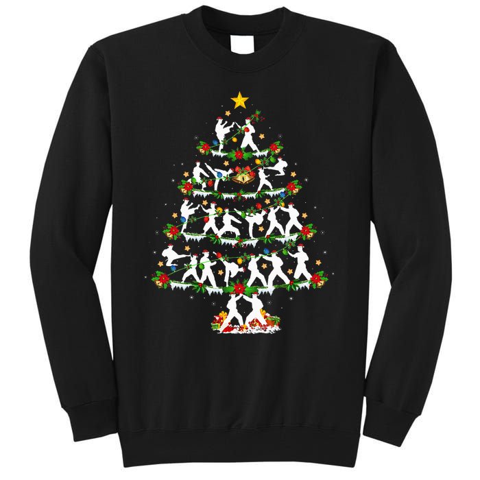 Taekwondo Lover Xmas Lighting Taekwondo Christmas Tree Tall Sweatshirt