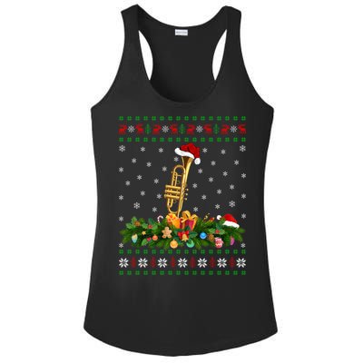 Trumpet Lover Xmas Santa Hat Ugly Trumpet Christmas Funny Gift Ladies PosiCharge Competitor Racerback Tank