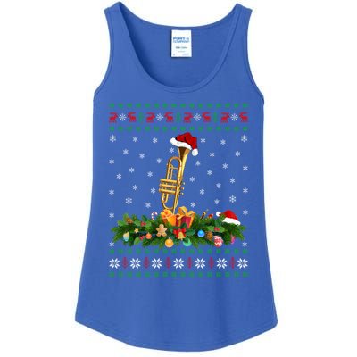 Trumpet Lover Xmas Santa Hat Ugly Trumpet Christmas Funny Gift Ladies Essential Tank