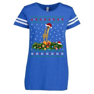 Trumpet Lover Xmas Santa Hat Ugly Trumpet Christmas Funny Gift Enza Ladies Jersey Football T-Shirt